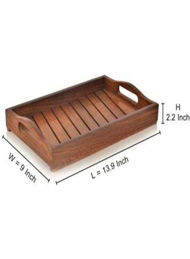 Onlineshoppee Engraved Fancy Design Sheesham Wood Serving Tray Handcrafted Elegant Kitchenware for Dining and Entertaining Makes an Excellent Gift for Housewarmings, Weddings, or Any Special Occasion - Image 4