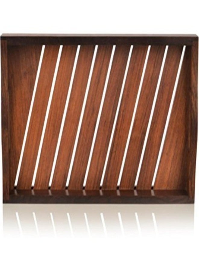 Onlineshoppee Engraved Fancy Design Sheesham Wood Serving Tray Handcrafted Elegant Kitchenware for Dining and Entertaining Makes an Excellent Gift for Housewarmings, Weddings, or Any Special Occasion - Image 3