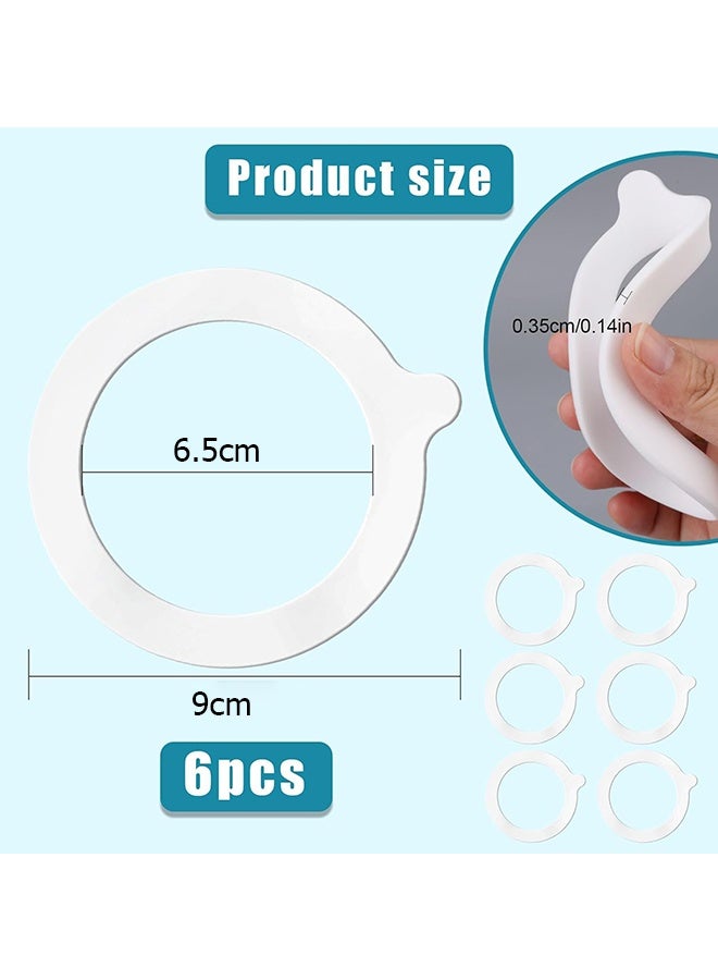دبليو أف أف أو 6 قطع حلقات مطاطية لأغطية الجرار الزجاجية، حشوة سيليكون محكمة الإغلاق، حشوة سيليكون مقاومة للتسرب لأغطية الجرار الزجاجية، مرنة وتلائم معظم الأحجام (أبيض/3.54 بوصة) - Image 2