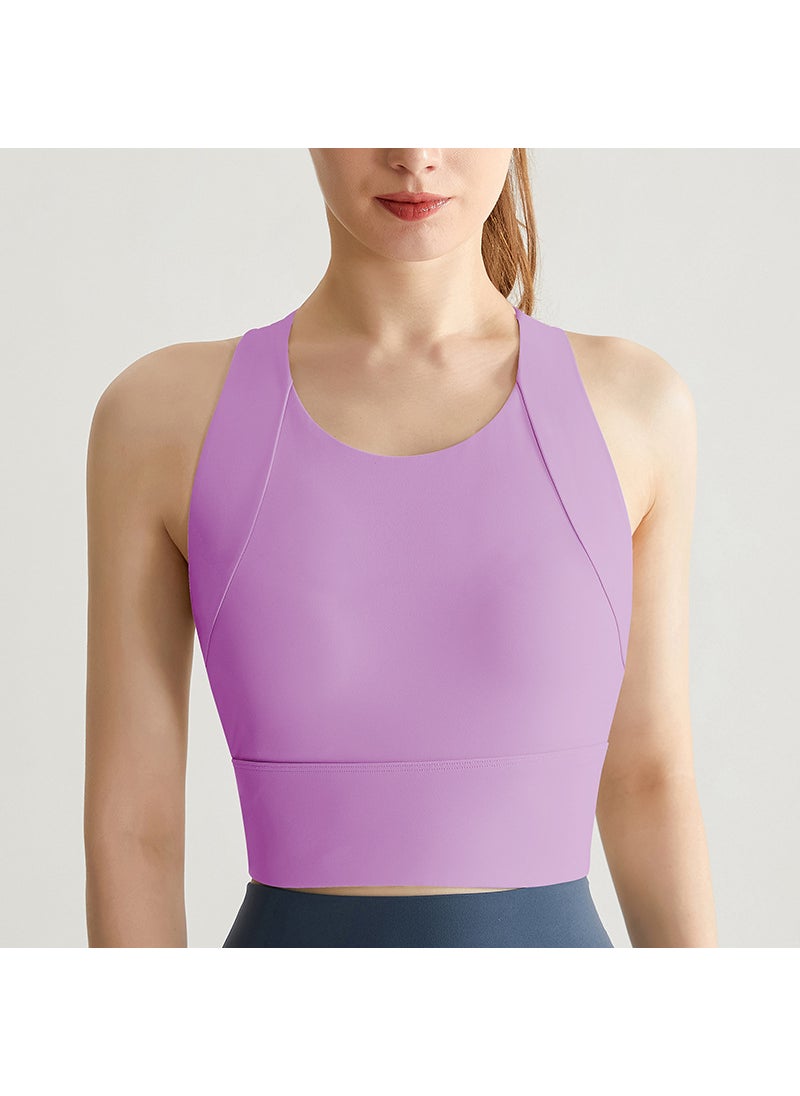 Generic - Chuanton Yoga Tank Top Built-in Bra Longline Breathable WX-236 Aloe Vera Purple - Image 1