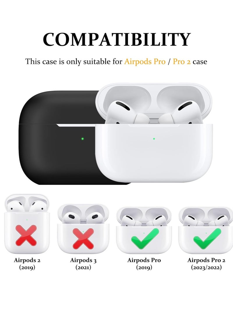 Compatible with AirPods Pro 2 Case, Silicone Shockproof Protective Case for AirPods Pro 2nd Generation 2022 Case Cover with Carabiner (Black)
