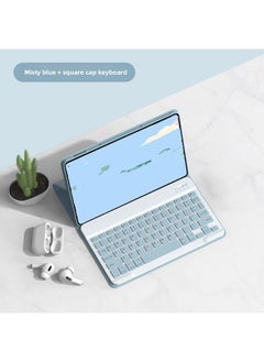 For IPad For Apple Wonderful Pro Tablet Magnetic Separate Protective Shell With Card Slot Bluetooth Keyboard Leather Case-Color:Blue-Leather Keyboard-Applicable Model:iPad Pro4/5/6 [12.9-inch]]