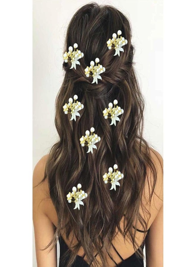 Ansh Attractive Artificial Metal Rose Floral Hair Pins | Floral with Big Stone & Gold Pearls Surrounded Clips/Juda Pins | Hair Accessories for Women & Girls (Combo Pack of 2226 & 2227) - Image 3