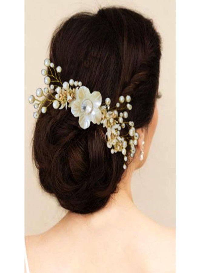 Ansh Attractive Artificial Metal Rose Floral Hair Pins | Floral with Big Stone & Gold Pearls Surrounded Clips/Juda Pins | Hair Accessories for Women & Girls (Combo Pack of 2226 & 2227) - Image 2