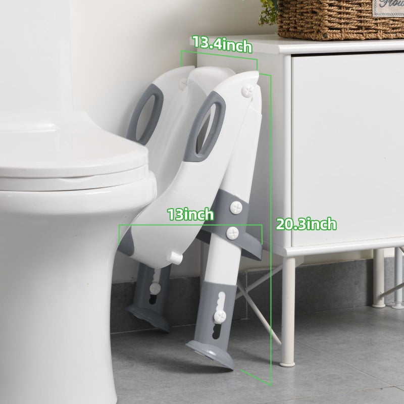 SKYROKU Potty Training Seat ï¼ŒSKYROKU Potty Training Toilet with Step Stool Ladder, for Kids Boys Girls Toddlers - Comfortable Safe Potty Seat with Anti-Slip Pads Ladder ï¼ˆ8838-Greyï¼‰ - Image 5