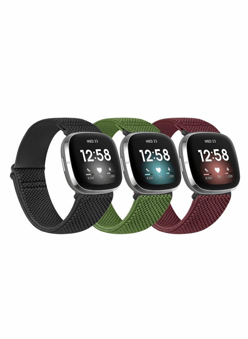 Excefore Elastic Bands Compatible with Fitbit Versa 3, Adjustable Soft Stretchy Loop Bracelet Watch Bands for Women and Men  - Image 1