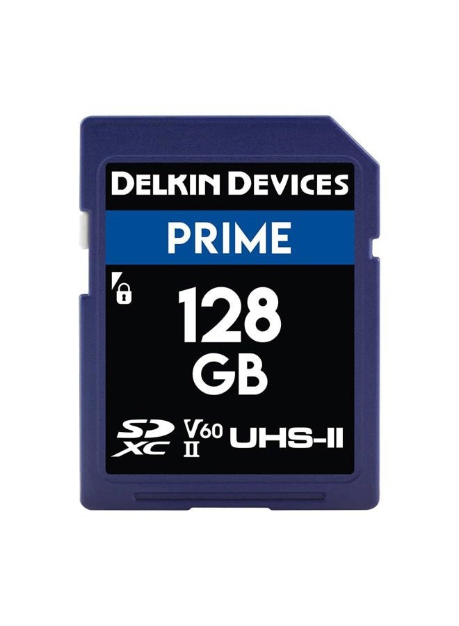 Delkin بطاقة ذاكرة Prime 128GB SDXC UHS-II – سرعة قراءة 300MB/s، سرعة كتابة 250MB/s | مثالية للفيديوهات بدقة 8K، 4K، HDR، و360º | بطاقة SD عالية الأداء للكاميرات - Image 1