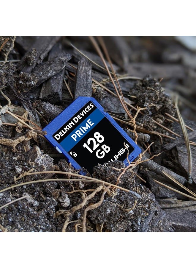 Delkin بطاقة ذاكرة Prime 128GB SDXC UHS-II – سرعة قراءة 300MB/s، سرعة كتابة 250MB/s | مثالية للفيديوهات بدقة 8K، 4K، HDR، و360º | بطاقة SD عالية الأداء للكاميرات - Image 3