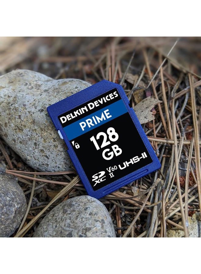 Delkin بطاقة ذاكرة Prime 128GB SDXC UHS-II – سرعة قراءة 300MB/s، سرعة كتابة 250MB/s | مثالية للفيديوهات بدقة 8K، 4K، HDR، و360º | بطاقة SD عالية الأداء للكاميرات - Image 4