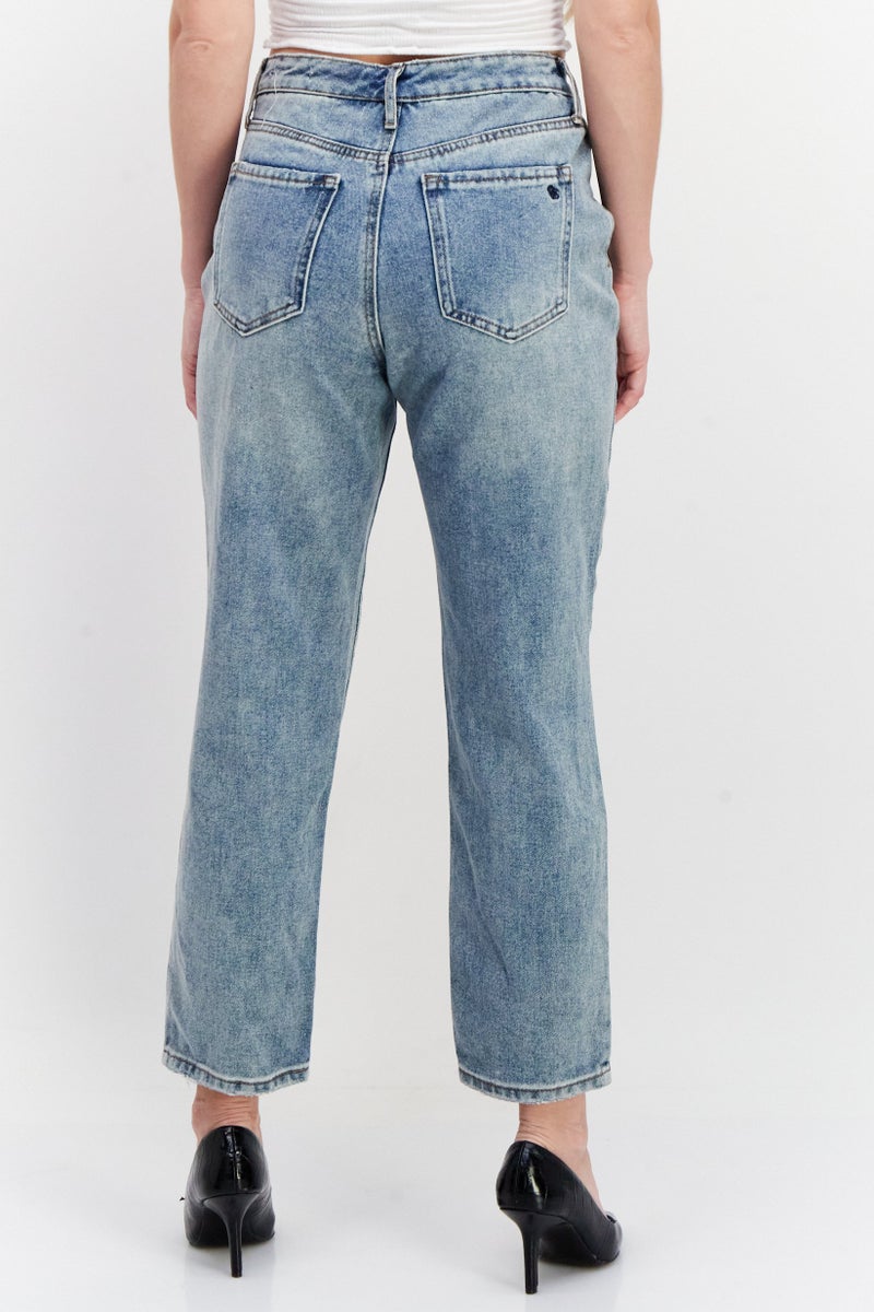 Jessica Simpson Women Regular Fit Rip Non-Stretchable Jeans, Blue - Image 3