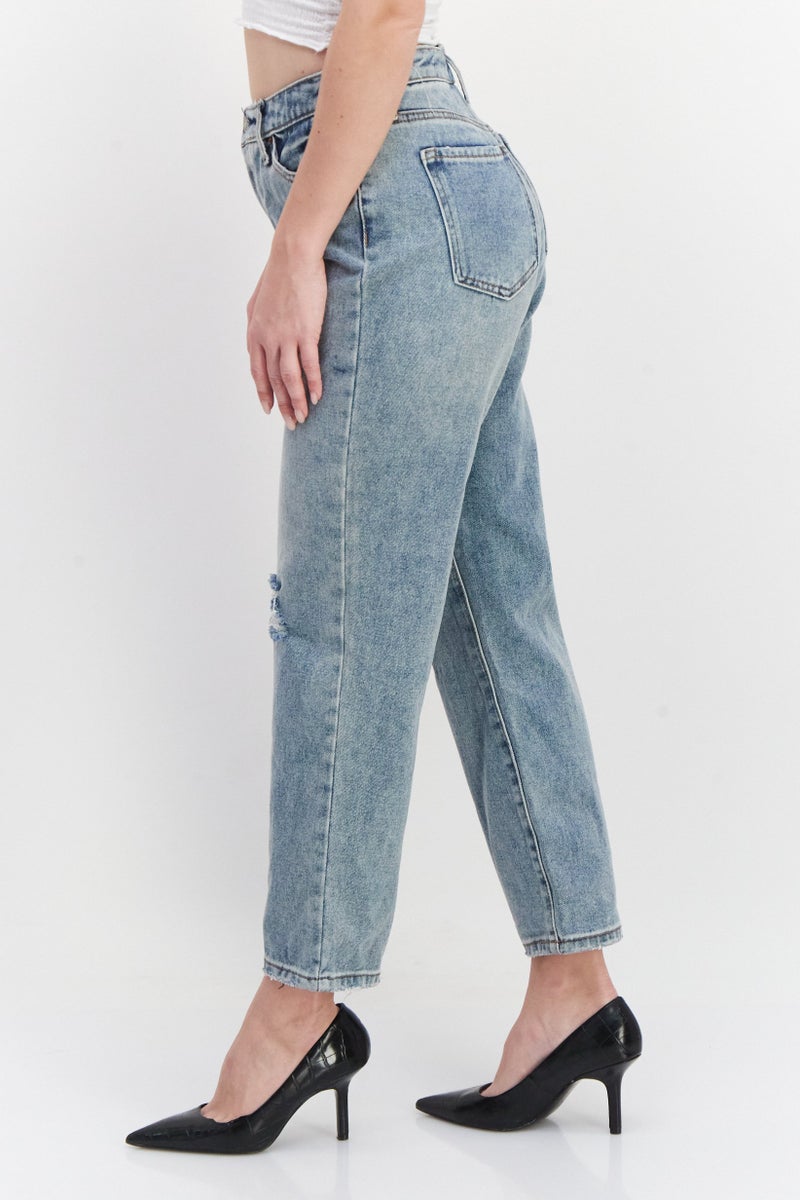 Jessica Simpson Women Regular Fit Rip Non-Stretchable Jeans, Blue - Image 4