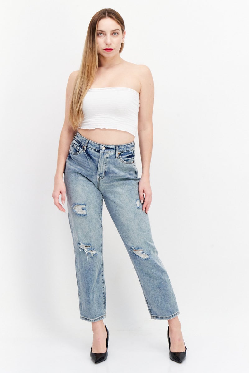 Jessica Simpson Women Regular Fit Rip Non-Stretchable Jeans, Blue - Image 2