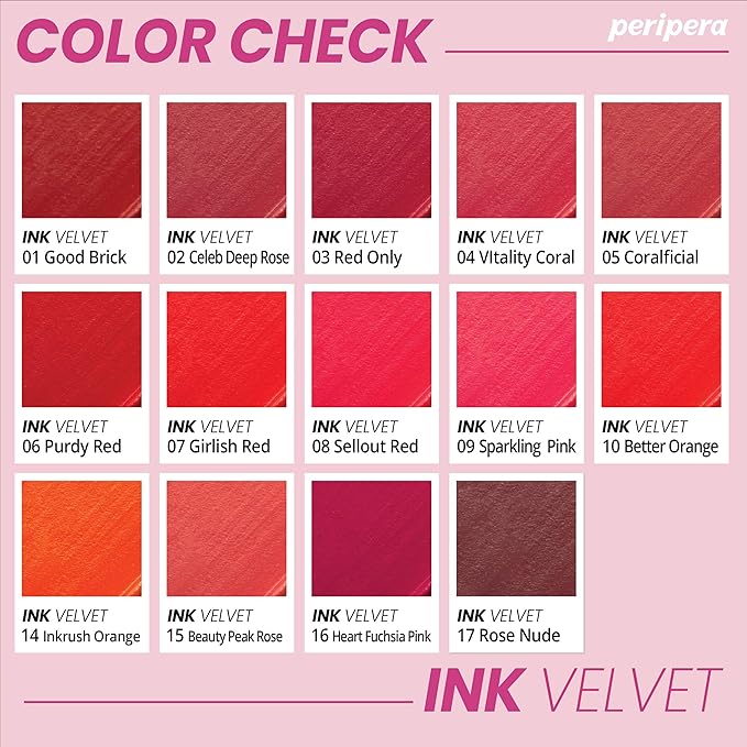 Peripera Peripera Lip Ink Velvet Tint Soft Glowing Cosmetics Smooth And Shining Long Lasting Makeup Beauty Peak Rose - Image 3