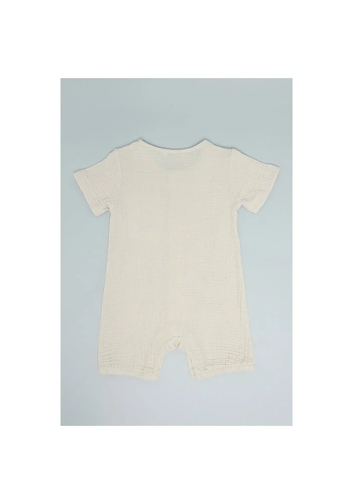 R&b Embroidered Romper with Crew Neck and Short Sleeves