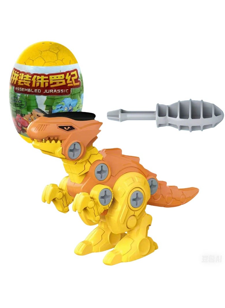 Generic assembling dinosaur building blocks，dinosaur egg，DIY toys, educational assembling toys for children and adults，yellow egg and yellow dinosaur  - Image 1