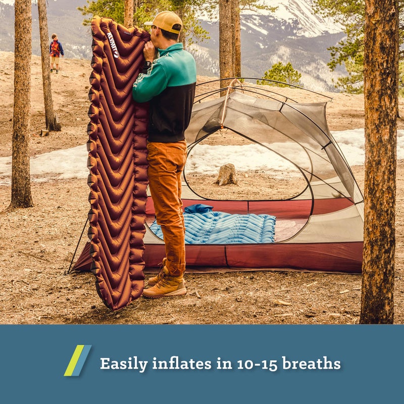 KLYMIT Static V Lightweight Inflatable Sleeping Pad | Comfortable, Lightweight, Easy to Inflate Portable Air Bed Mattress for Camping, Backpacking and Hiking — Orange - Image 3