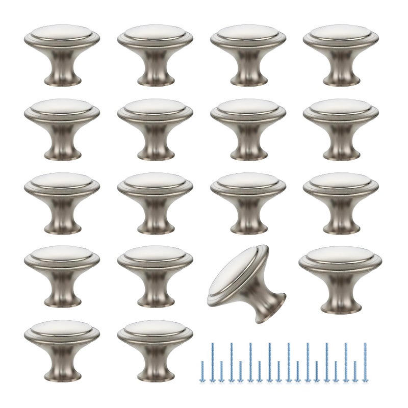 JOY DECOR 18 Pack Brushed Nickel Cabinet Drawer Hardware 30mm Kitchen Cabinet Knobs Drawer Pulls with Installation Screws for Dressers Kitchens Cupboard - Image 1