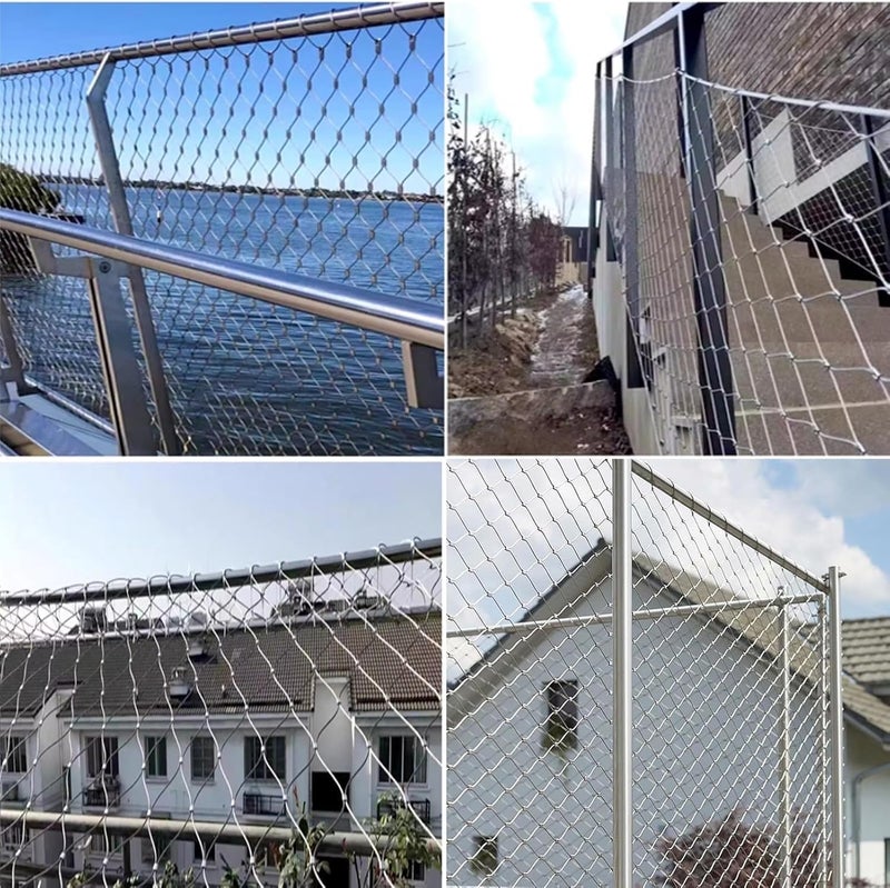 Stainless Steel Wire Rope Mesh Netting, Flexible Garden & Balcony Fence, Durable Poultry & Animal Cage Net Roll (5cm, 1x2m) - Versatile Parapet Safety Solution - Image 5