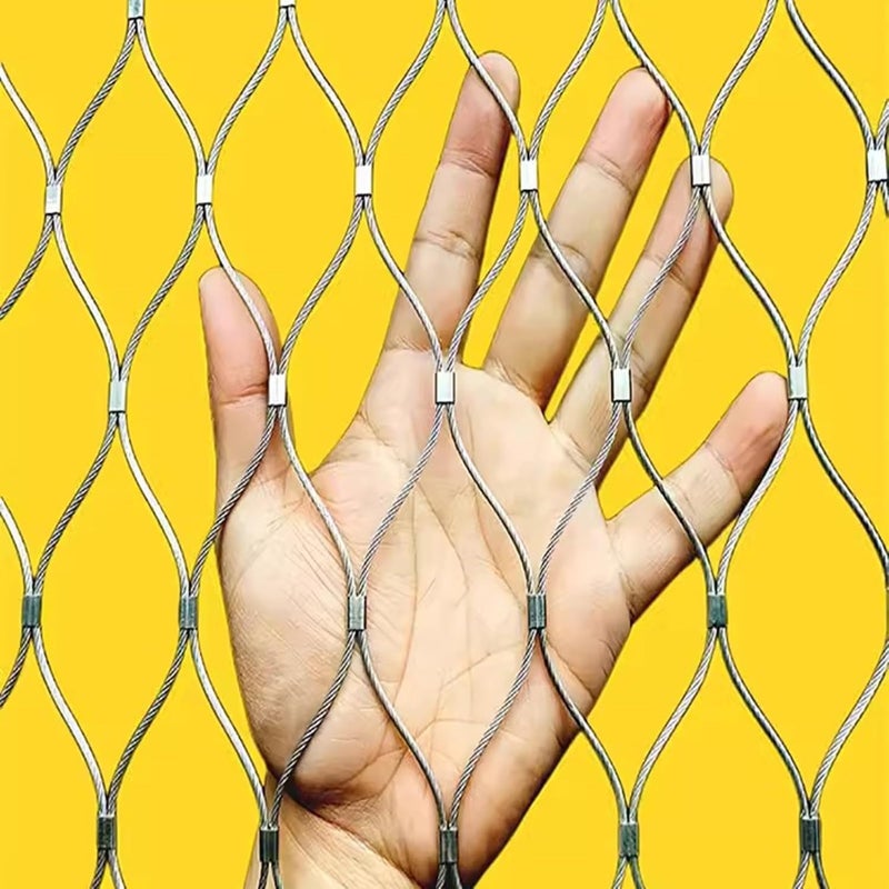 Stainless Steel Wire Rope Mesh Netting, Flexible Garden & Balcony Fence, Durable Poultry & Animal Cage Net Roll (5cm, 1x2m) - Versatile Parapet Safety Solution - Image 1