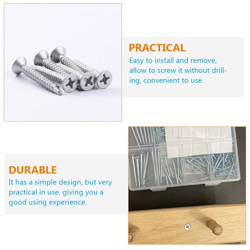 مجموعة مسامير فولاذ الكربون ذاتية التنقيط برأس مسطح 100 قطعة - Image 5