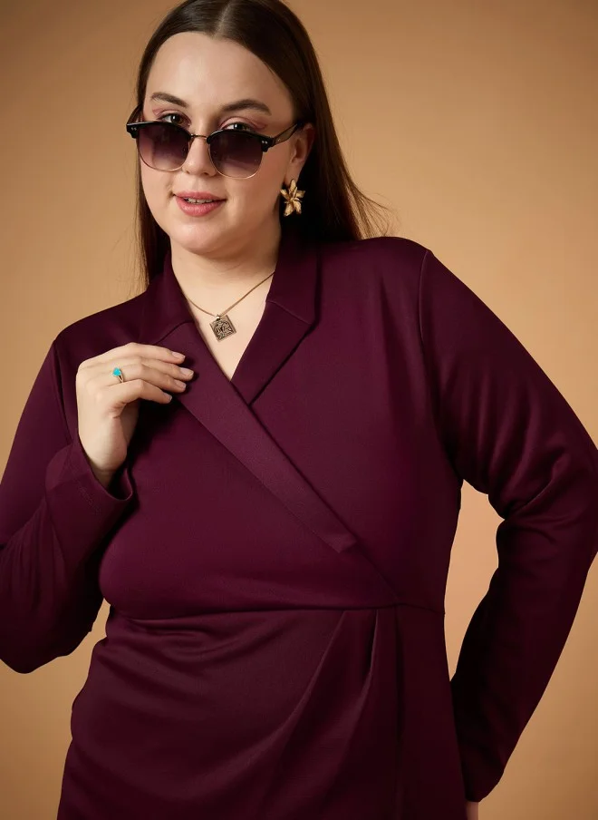 ساسافراس Burgundy Bodycon Midi Dress for Women