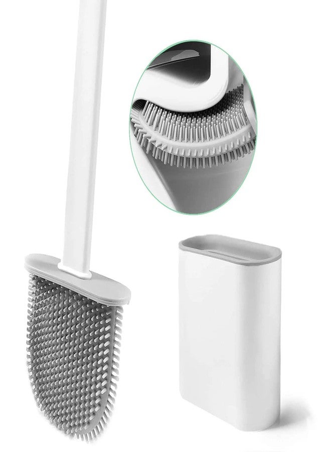 Zapsol Silicone Toilet Brush with Holder | Flexible Toilet Cleaning Brush with Stand | Non-Scratch Quick Dry Bathroom Toilet Cleaner for Western Toilets (Pack of 1) - Image 2