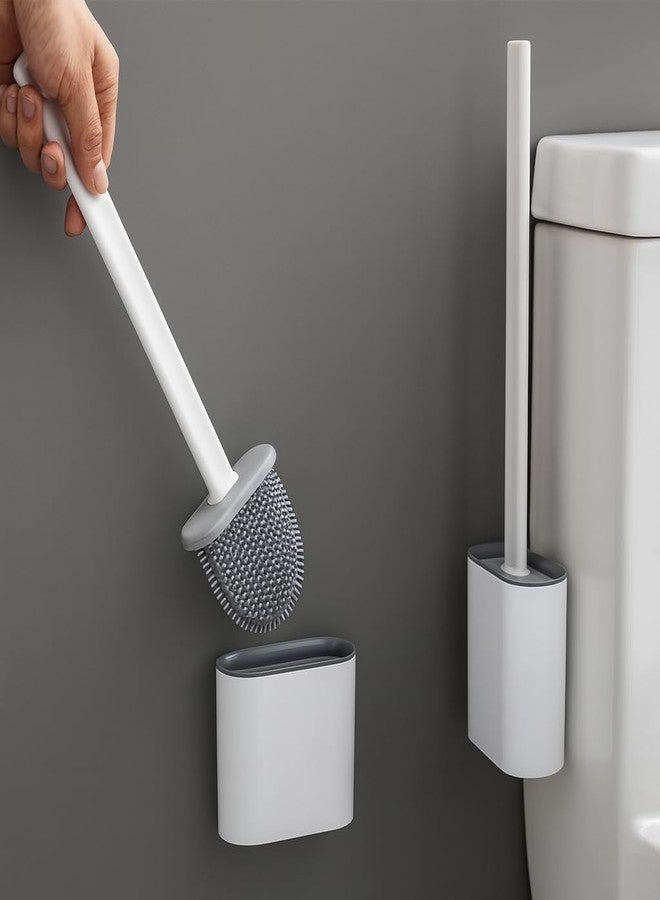 Zapsol Silicone Toilet Brush with Holder | Flexible Toilet Cleaning Brush with Stand | Non-Scratch Quick Dry Bathroom Toilet Cleaner for Western Toilets (Pack of 1) - Image 1