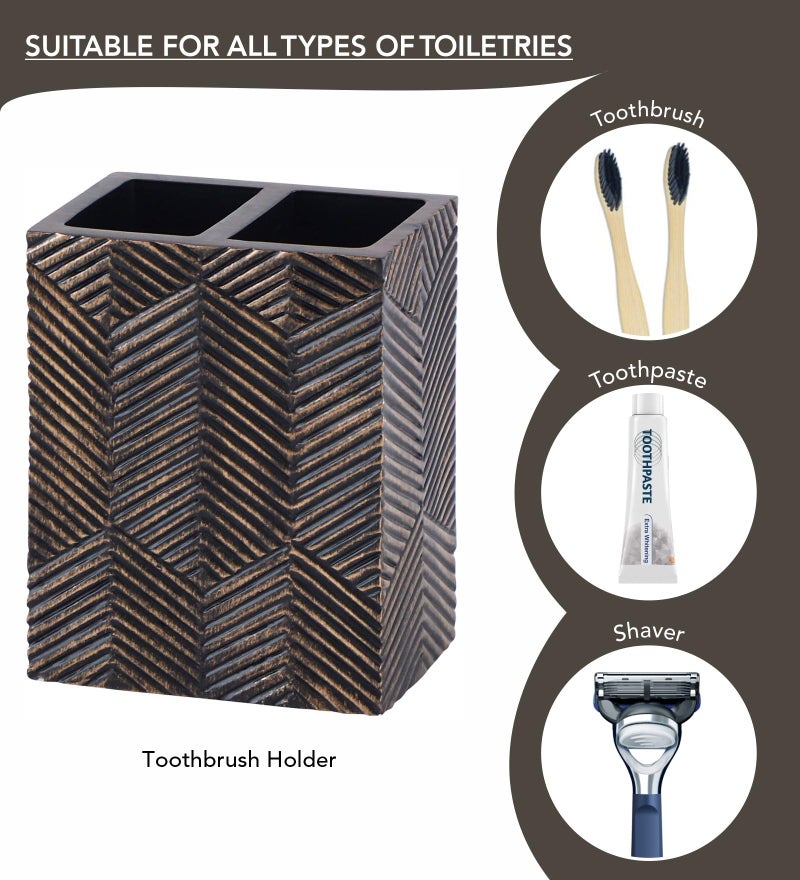 Obsessions Polyresin Textured 4 Pcs Bathset_Brown - Image 4