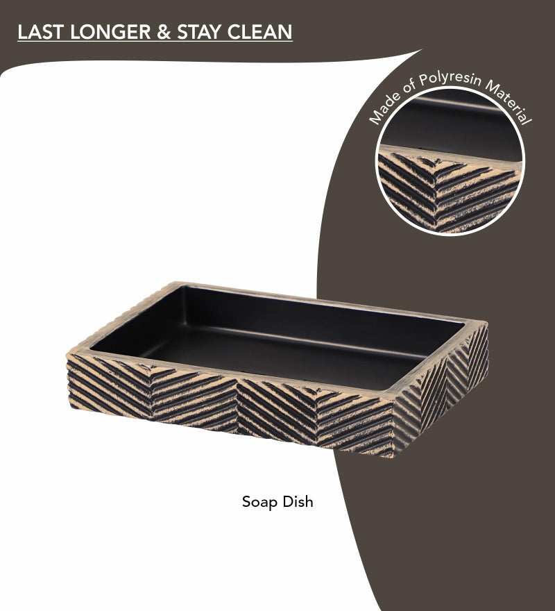 Obsessions Polyresin Textured 4 Pcs Bathset_Brown - Image 5