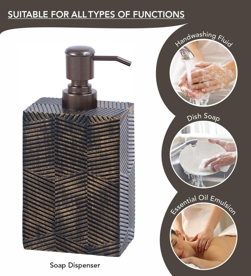 Obsessions Polyresin Textured 4 Pcs Bathset_Brown - Image 3