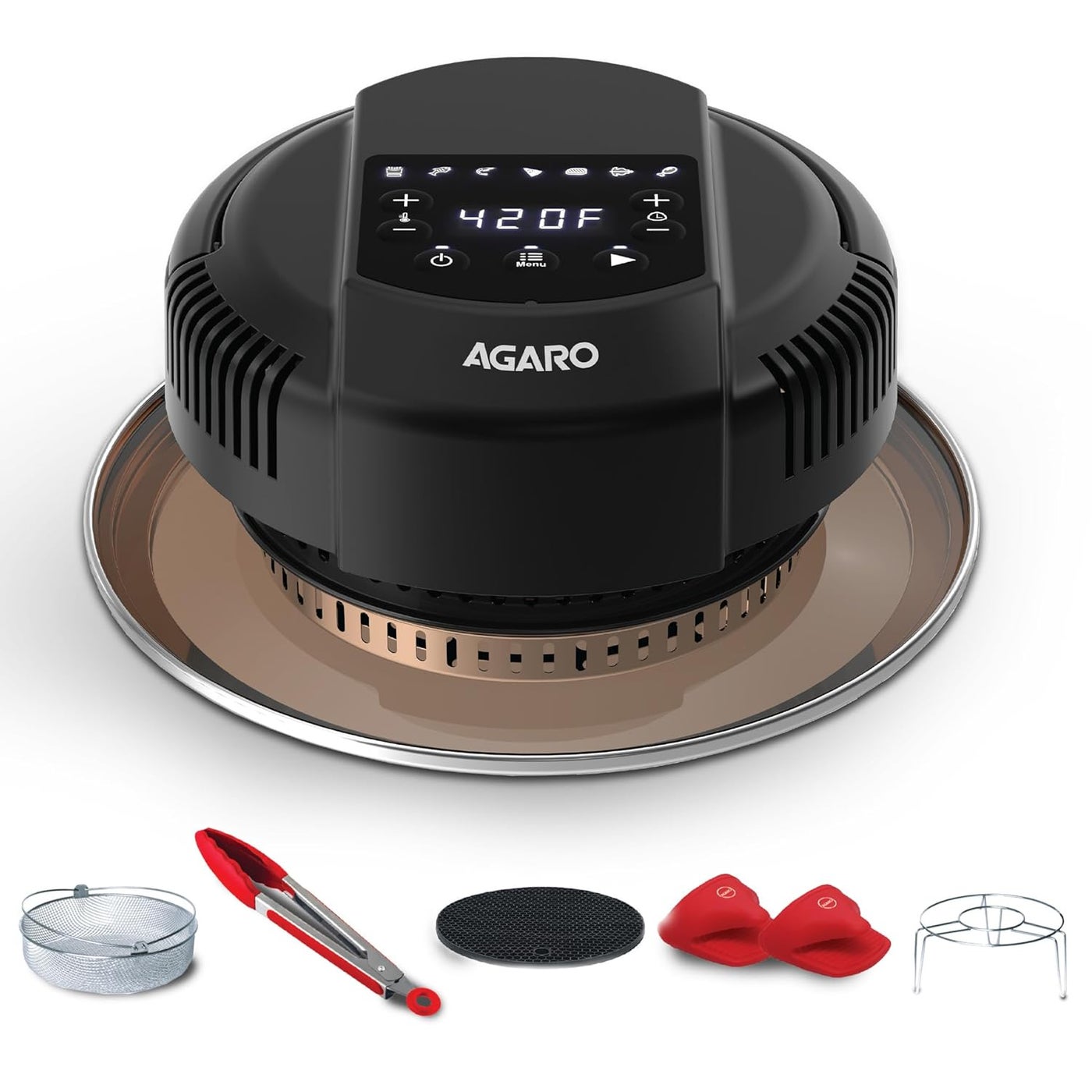 AGARO Imperial Pot Lid Air Fryer 7in1 Electric Air Fry Crisp Broil Bake In 5L 6L and 8L Pressure CookerMetal PotsRice Cooker 7 Preset Menu 1000W Home Kitchen