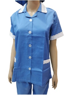 Rannah's Uniform Maid Uniform with Buttons Top and Pants Blue Domestic Helper Uniform  - Image 2