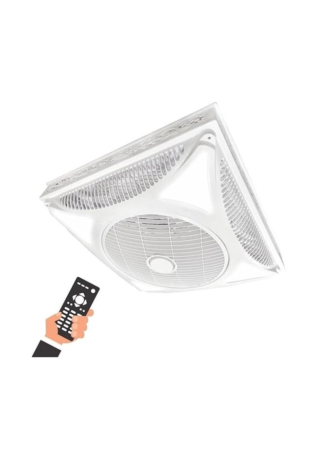 ESNCO Ceiling Fan with 4 LED Lights, 60x60-14 cm, Remote Control, Low Noise, Energy Saving, High Air Flow, 3 Speeds  - Image 1