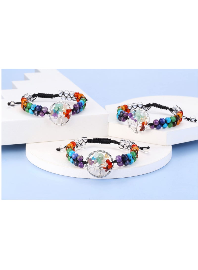SYOSI Chakra Bead Bracelet, 7 Chakra Stone Bracelet for Women and Men, Natural Chakra Stone Healing Bracelet with Crystal Tree of Life, 6mm Natural Gemstone Beads, Reiki Healing Crystal Bracelet - Image 3