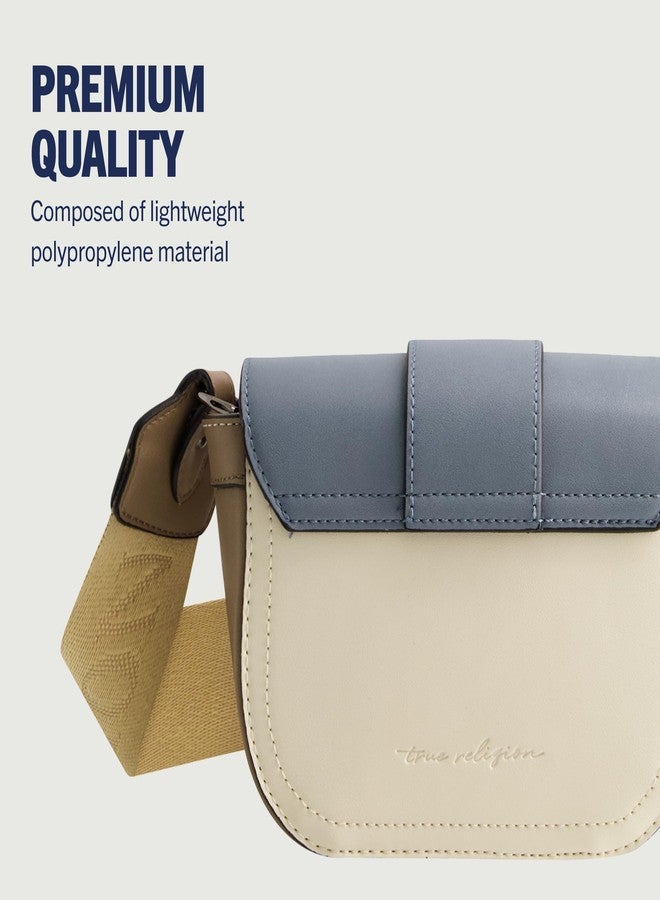 True Religion Women's Crossbody Bag, Mini Flap Adjustable Shoulder Handbag Purse with Horseshoe Logo, Blue - Image 5