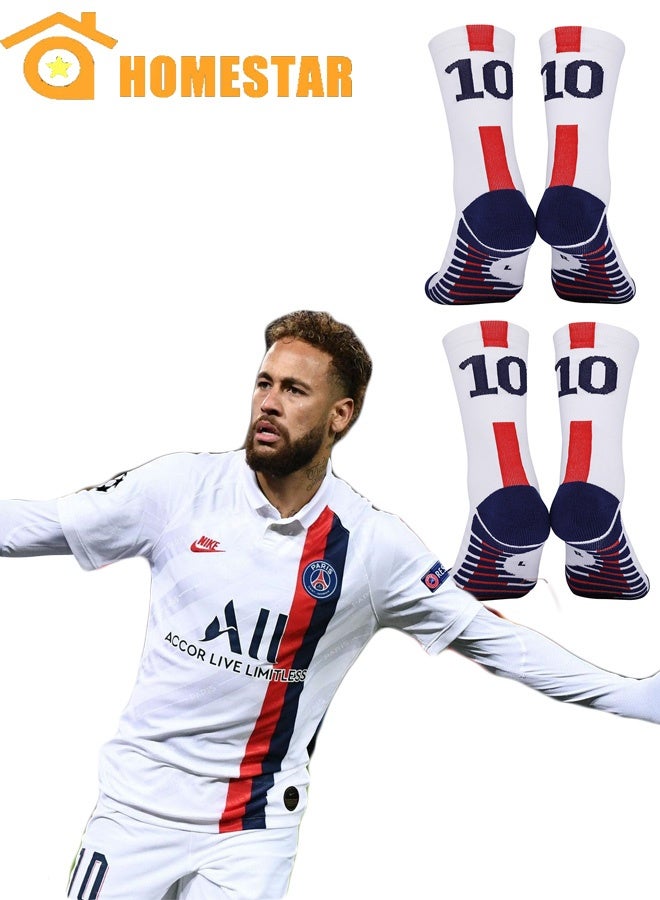 HOMESTAR 2 Pairs Football Socks, Athletic Socks with 3D Ankle Protection, Basketball Socks & Running Socks, Compression Cushion Sport Soccer Socks - Image 1