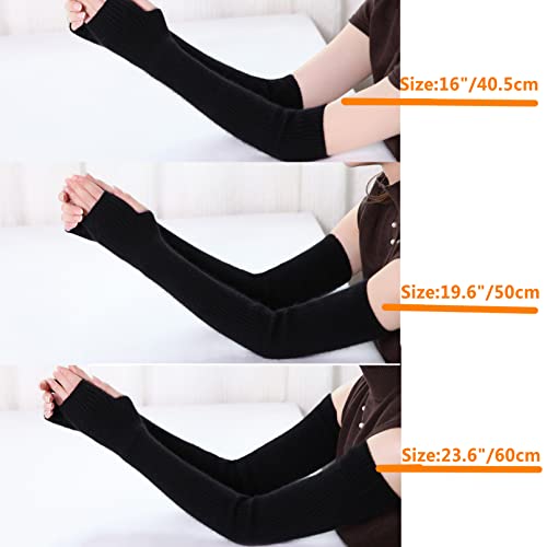Facecozy Arm Warmer, Women Warm Cashmere Blend Long Fingerless Gloves for Men and Women Typing Gloves for Computer with Thumb Hole (Dark Gray, 16"/40.5cm) - Image 4