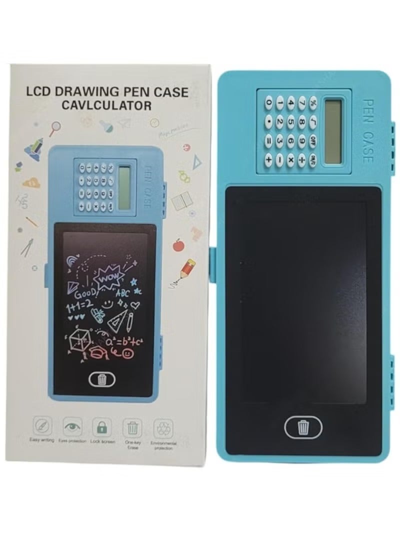ماكس وشركاه صندوق قرطاسية مع لوحة كتابة وآلة حاسبة مرفقة، وحافظة أقلام، ورسومات LCD - Image 1