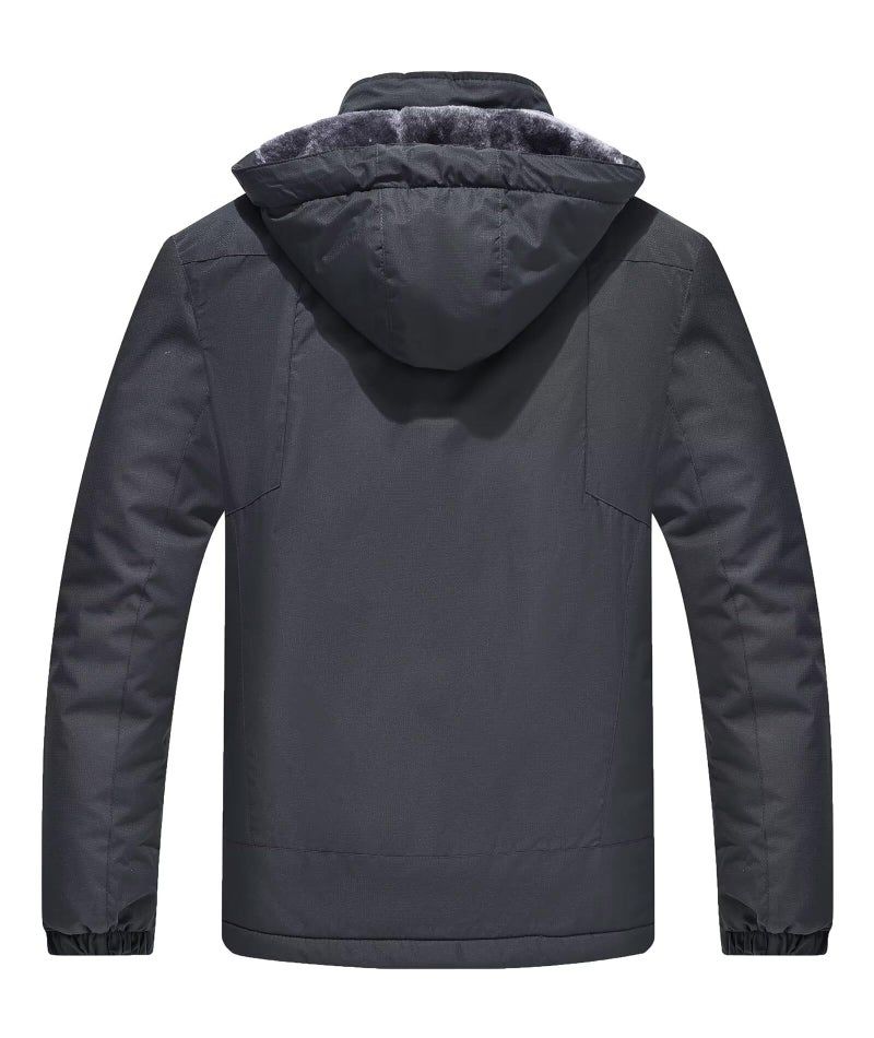 Zoofly Winter Jackets for Men Fleece Lined Wear Resistant Skiing Coats Mens Zipper Pocket Hiking Jacket Thermal Dark Grey 3XL - Image 2