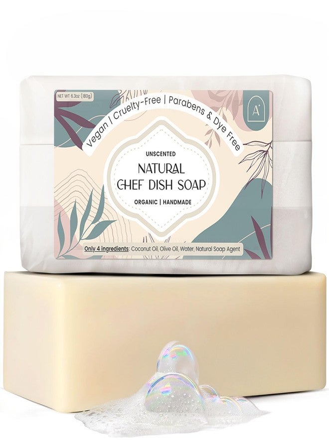 Auranest AURA NEST All Natural Dish Soap Bars - Bar Soap for Dishes, Biodegradeable Dish Soap Block, Kitchen Soap, All Natural Non Toxic, Low Waste Kitchen Dishwashing Bar Soap-Unscented, (1 Pack, 6.3oz) - Image 1