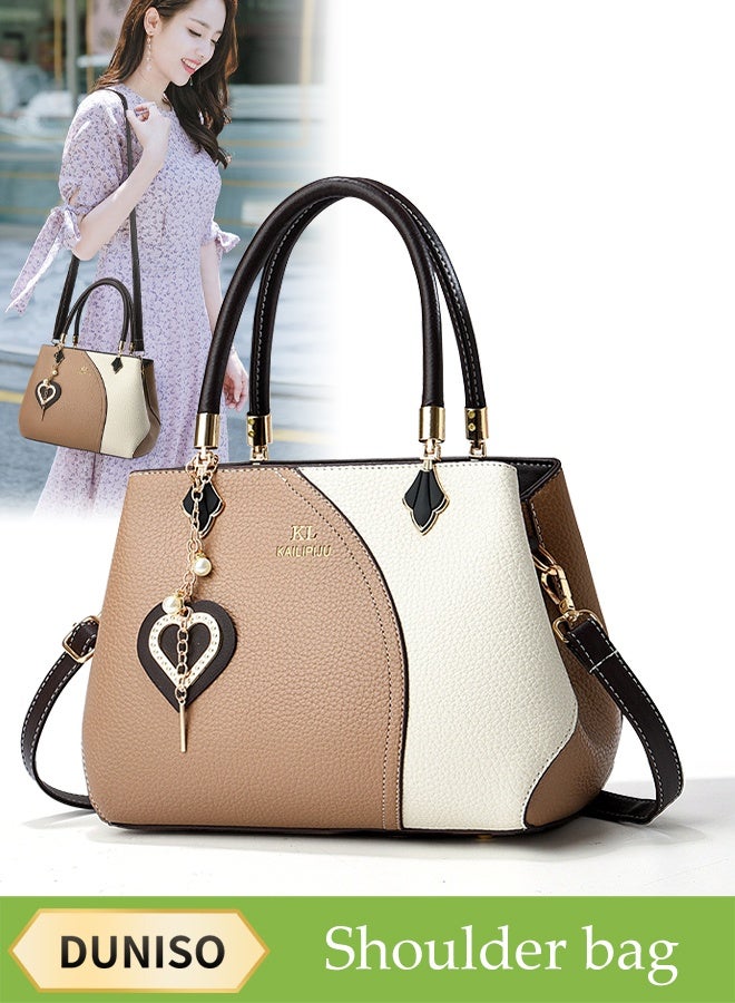 DUNISO Women's Handbag，Portable Large Capacity Shoulder Bag，PU Leather Tote Messenger Bag，Crossbody Bag with Top Handle，Equipped with Adjustable Shoulder Straps，Durable and Sturdy，Suitable for Shopping, Traveling, and Dating  - Image 1