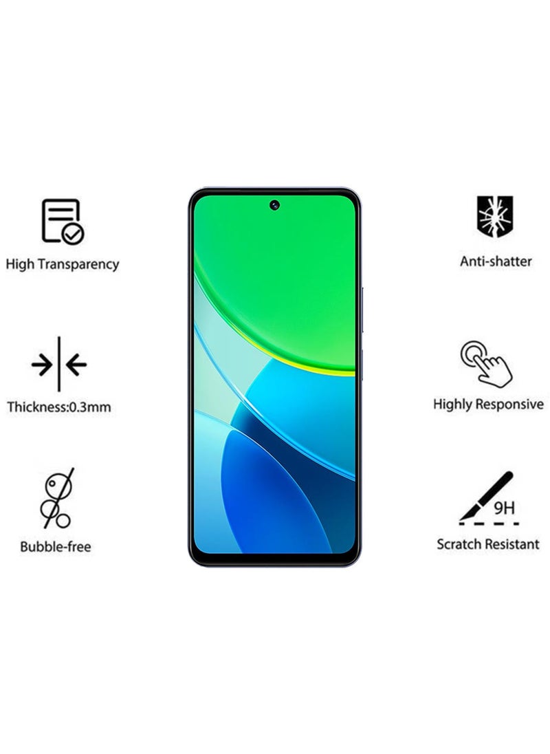 2 Pack Screen Protector for Vivo Y19s | Tempered Glass Available in Combo Pack Compatible with Vivo Y19s | Screen Protector Full HD Quality Tempered Glass Anti-Scratch Edge to Edge Coverage with Easy Installation Kit - Black