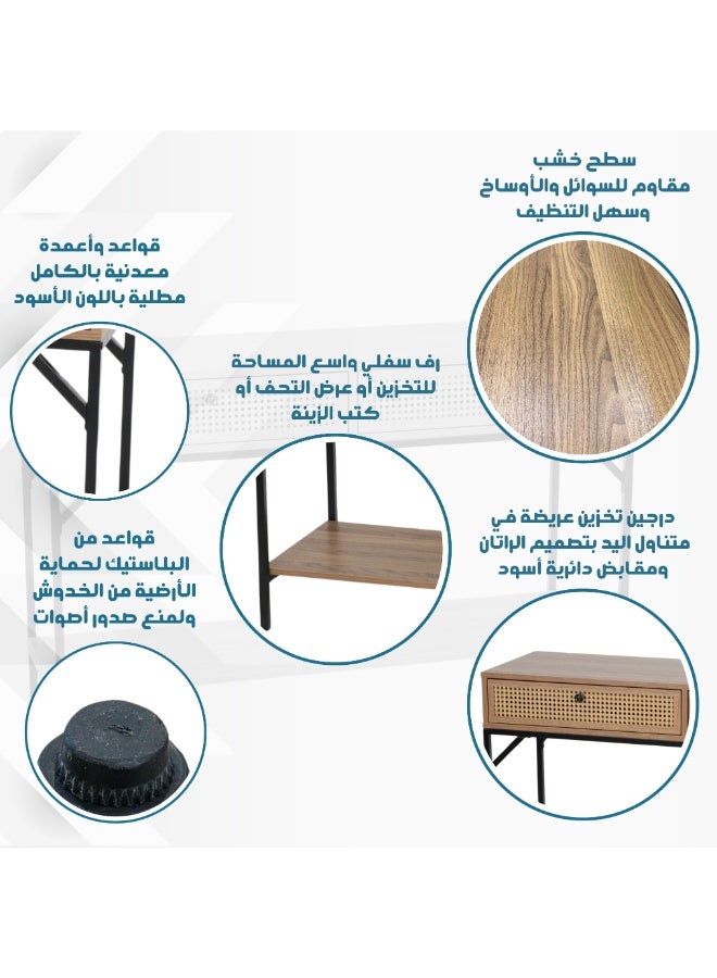 PixelsFurniture Pixels Furniture Console Table, Entryway with Wood Top and Metal Ends, Versatile - Image 3