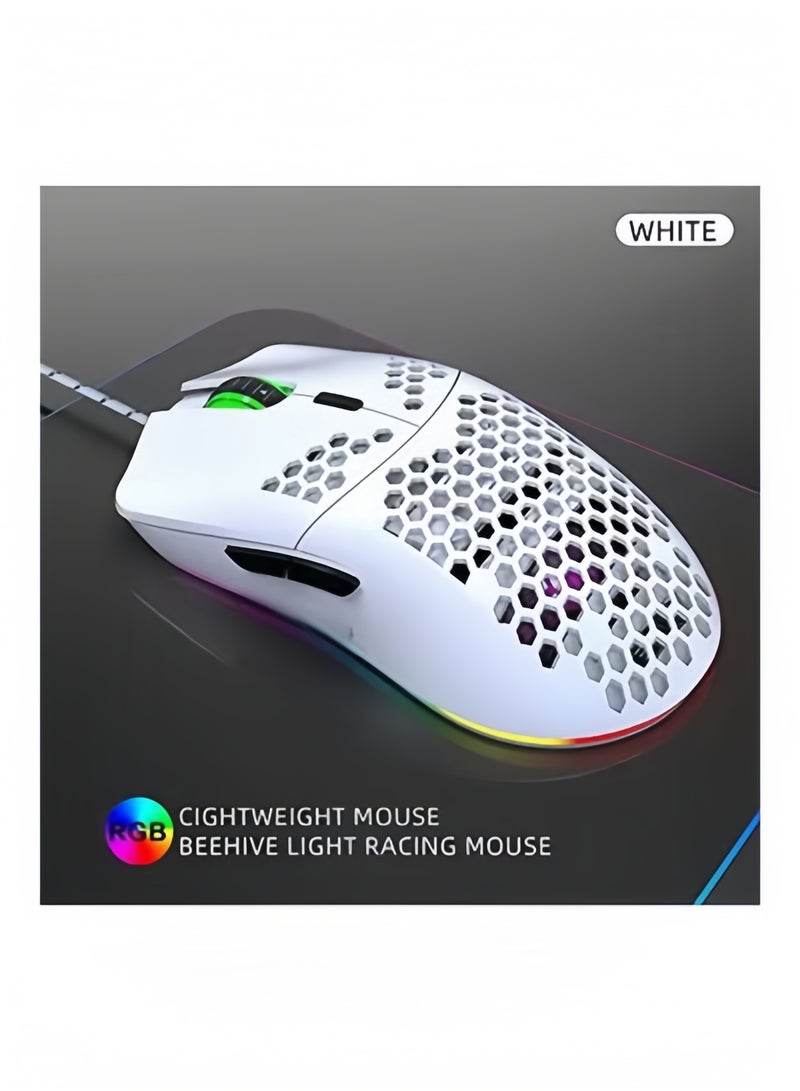 Halamodo Lightweight Honeycomb Wired Gaming Mouse with RGB Backlight, 6 Programmable Buttons, High-Precision Sensor, and Ergonomic Design for PC Gamers and Esports - Image 3