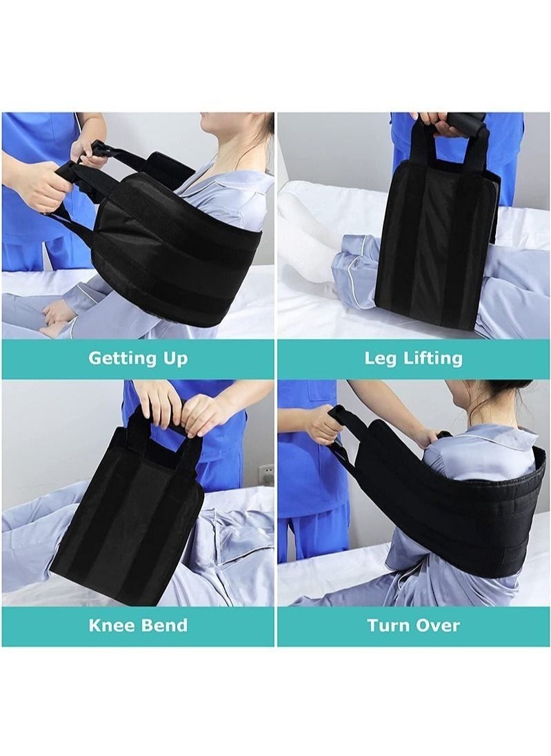 شو وو حبال تمريض نقل سرير المستشفى المبطنة لرفع مقبض نقل رعاية المسنين حزام تنقل الظهر لرعاية المرضى لمساعدات الرفع الطبية الطول 82 سم العرض 23 سم - Image 2