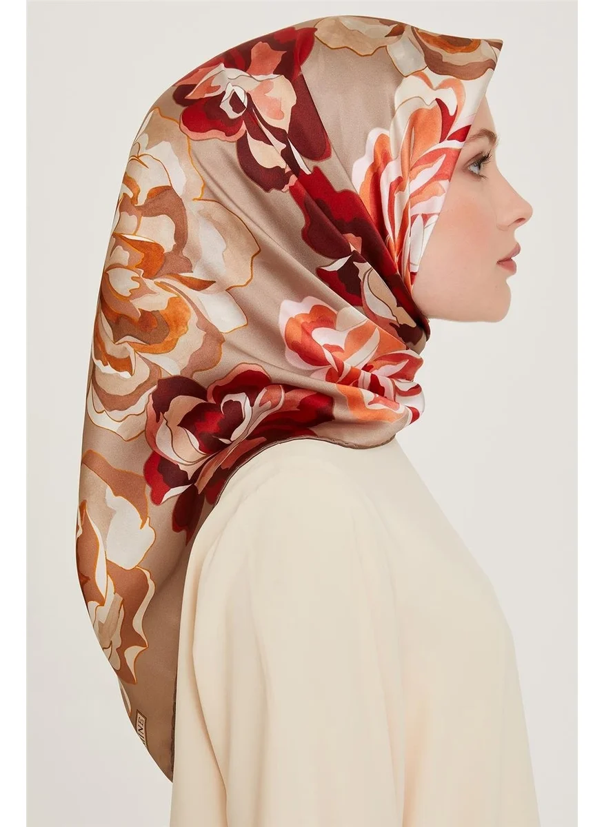 ARMINE Floral Patterned Sura Pure Silk Scarf 9234D 01 01