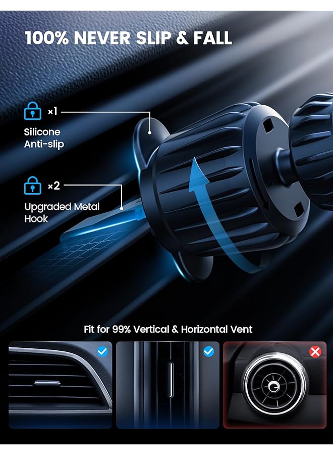 Lamicall For Magsafe Car Mount Charger - [15W Top Charging] 20X N52 Magnets Car Phone Holder Charger - Handsfree Magnetic Phone Holders For Vent For Iphone 16 15 14 13 Pro Max Mag Safe Case  - Image 5
