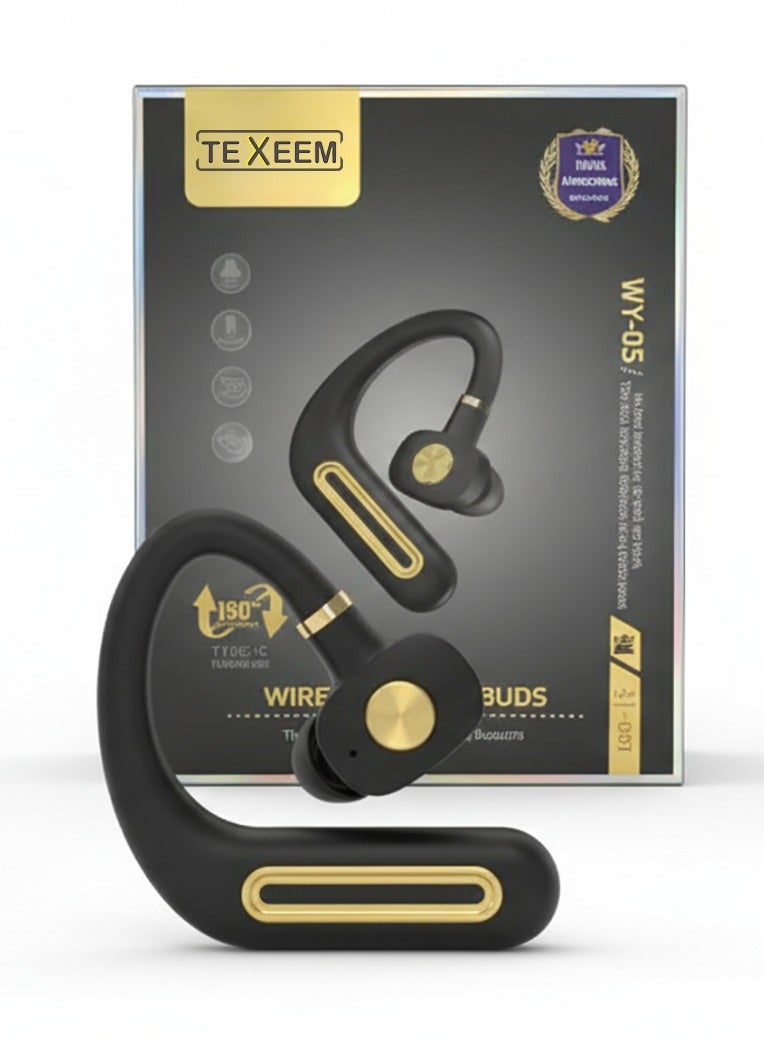 TEXEEM Single Ear Hook Wireless Headphone V5.3 Compatible with All Bluetooth Devices Black - Image 2