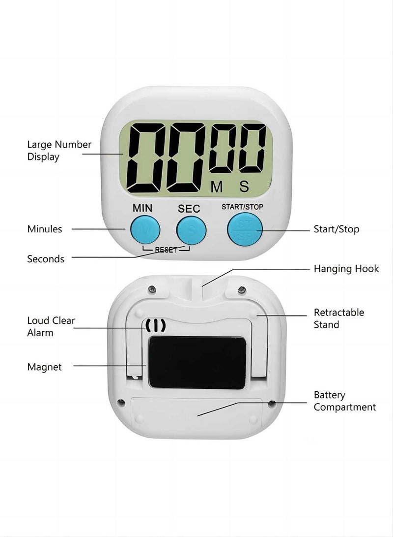 LCD Digital Kitchen Countdown Magnetic Timer White  - Image 4