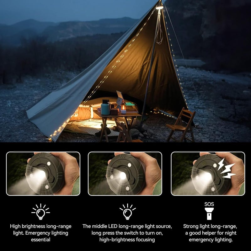 Proxima Direct 2 PCS 10 m Camping Fairy Lights 2-in-1 Roll Up String Lights Rechargeable IP67 Waterproof LED Light for Diwali Party Festival Indoor Outdoor Decorations (Warm White) - Image 3